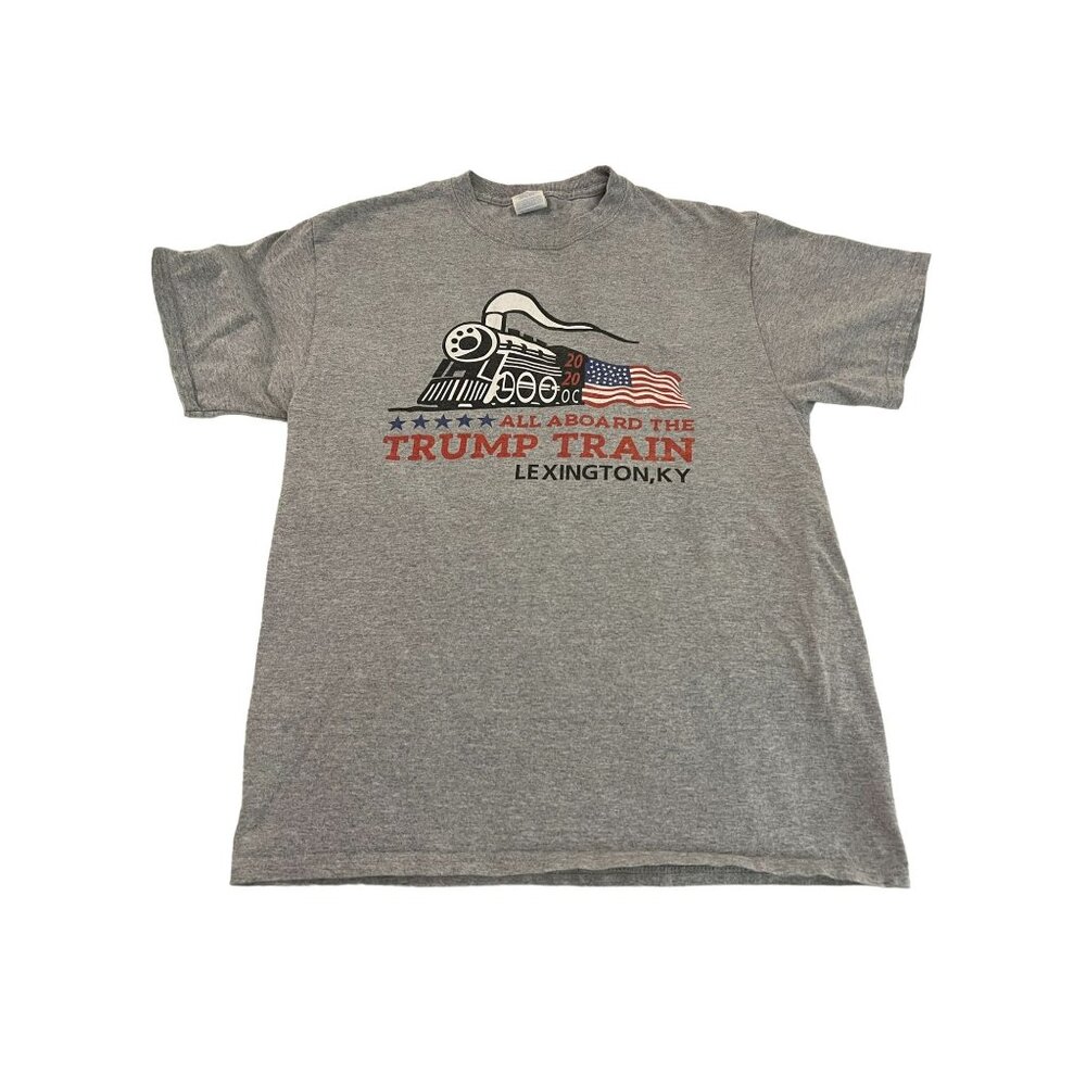 All Aboard the Trump Train 2020 Shirt Lexington KY Gray President Sz M Port & CO
